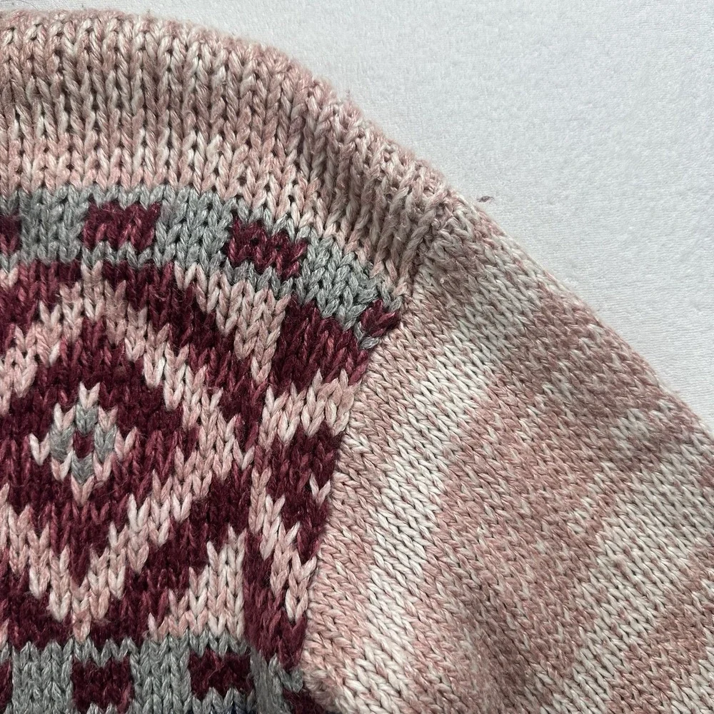 Nuggets Hand Knit‎ Sweater Women's Size M Multicolor Vintage Shoulder Pads